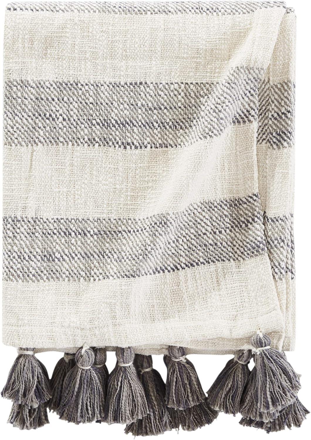 Brielle Home Lara Striped Cotton Throw Blanket