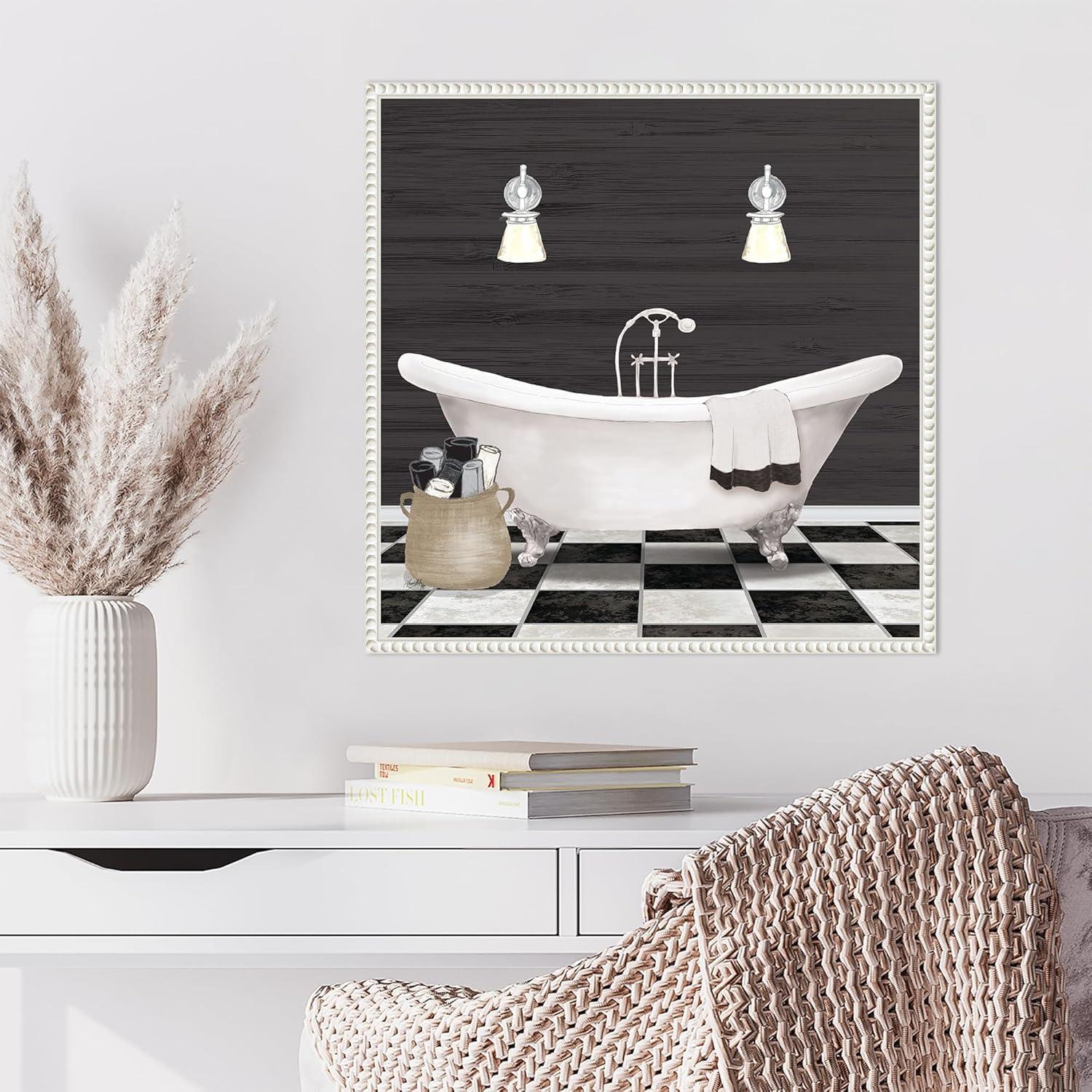 Amanti Art 22"x22" Modern Bathroom I by Elizabeth Medley Framed Canvas Wall Art Print