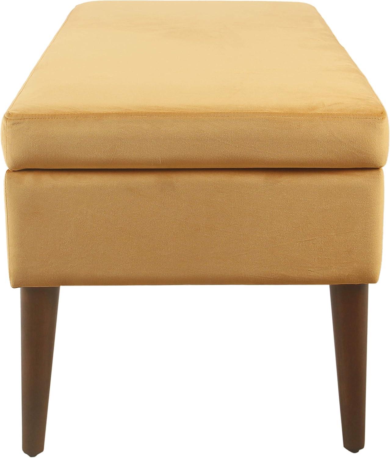 HomePop Home Decor | Upholstered Decorative Storage Ottoman Bench | Ottoman Bench with Storage for Living Room & Bedroom | Decorative Home Furniture, Yellow Velvet