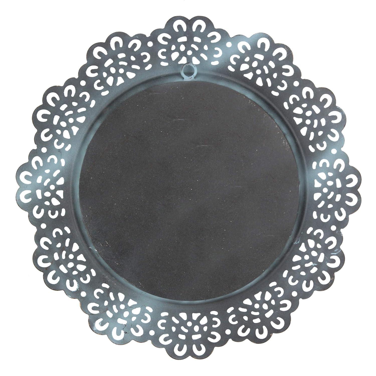 12.5" Floral Metal Lace Wall Mirror Light Blue - Stonebriar Collection: Modern Round Decorative, No Assembly Required
