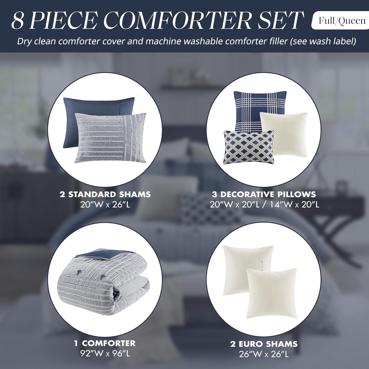 Madison Park Signature Madison Park Signature Essence Oversized Cotton Clipped Jacquard Comforter Set