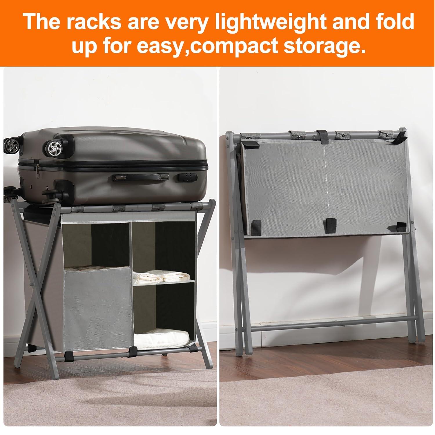 IFBECT Steel folding Luggage Rack with Laundry Bag