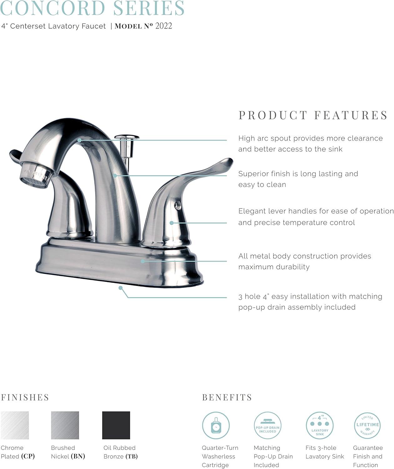 Two Handle Centerset Lavatory Faucet with Drain Assembly