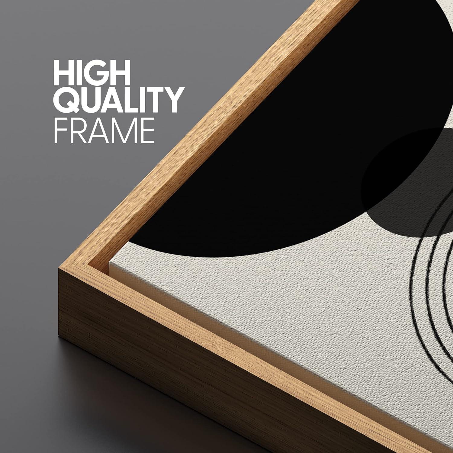 Mid-Century Modern Black And White Minimalist Abstract Home Decor Framed Wall Art Work Canvas Print