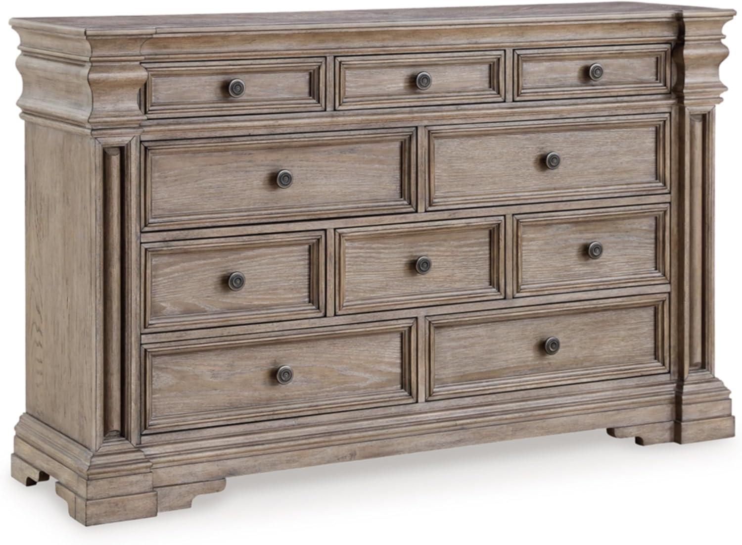 Light Grayish Brown Traditional 10-Drawer Dresser with Mirror