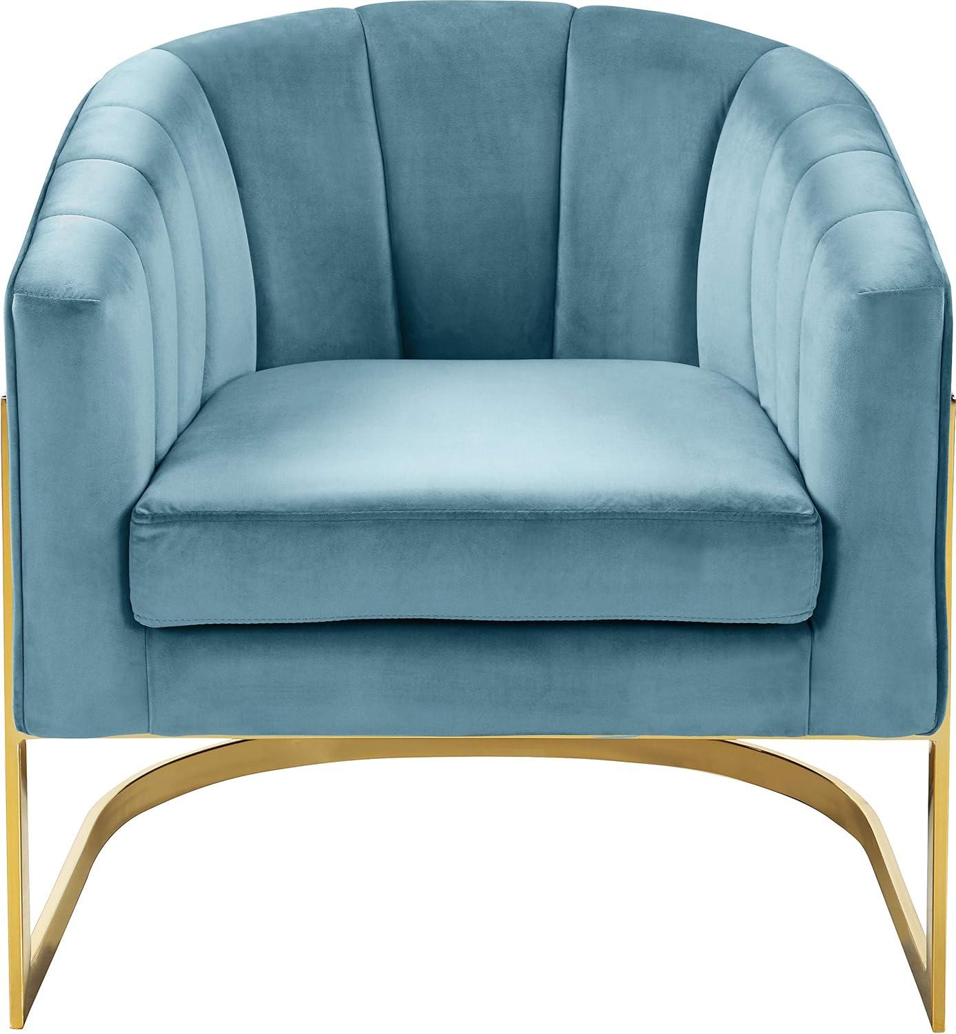 Meridian Furniture Carter Aqua Velvet Accent Chair with Stainless Steel Base