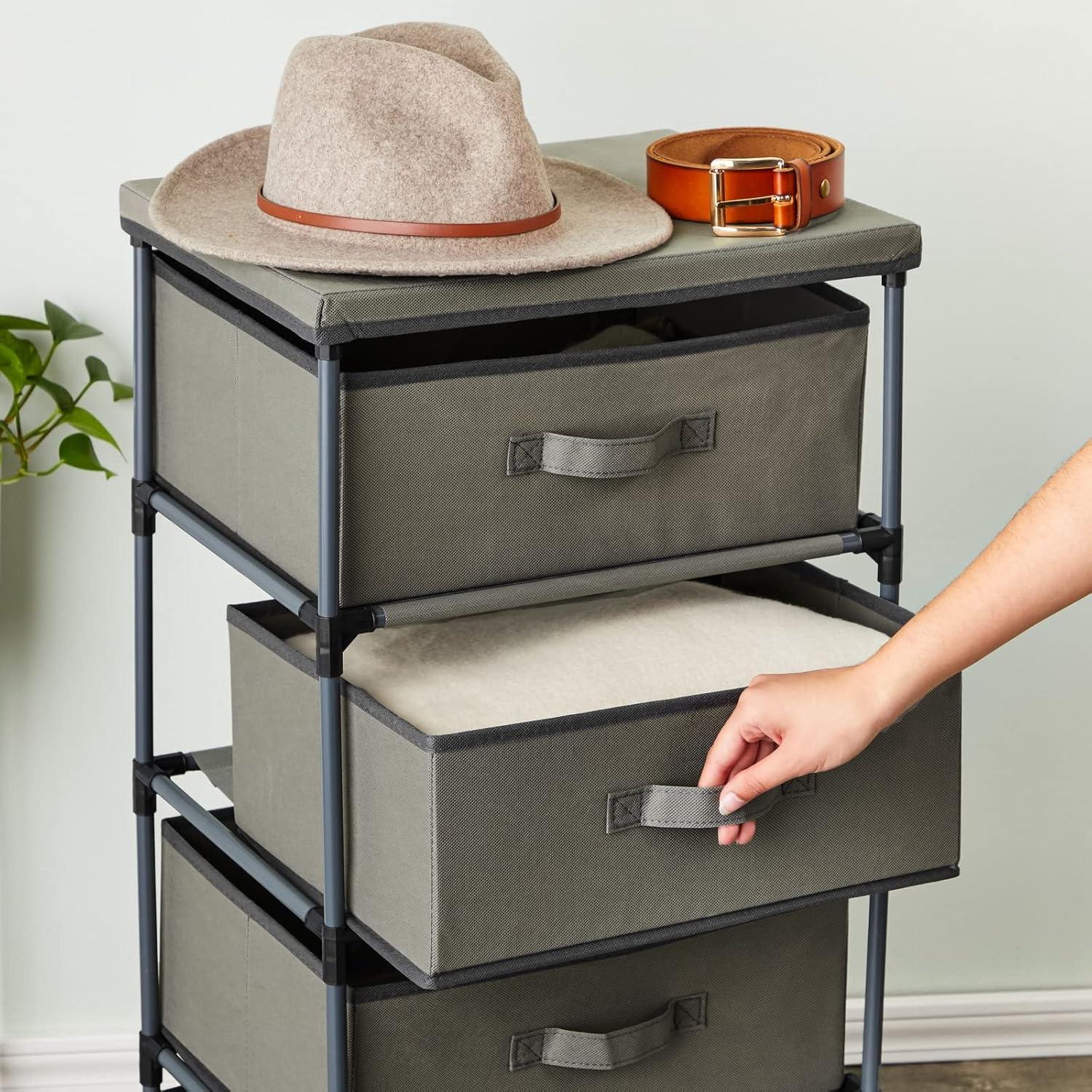 Juvale 4-Tier Tall Closet Dresser with Drawers - Clothes Organizer and Small Fabric Storage for Bedroom (Gray)