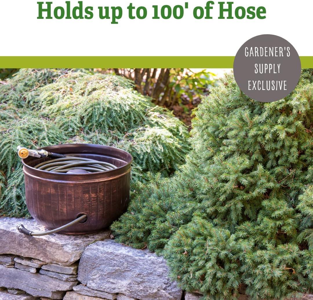 Gardener's Supply Company Brushed Bronze Garden Hose Pot