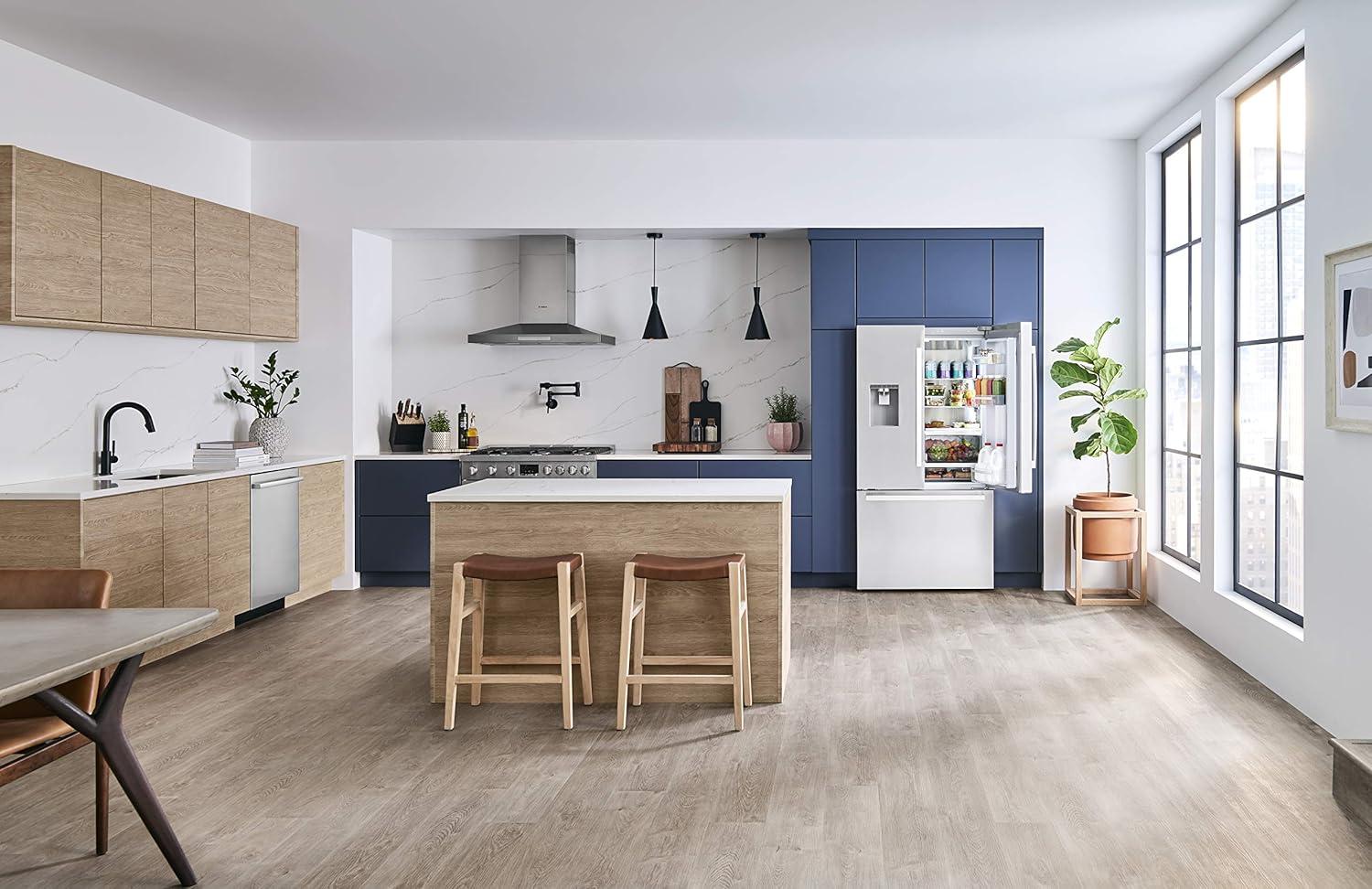 Bosch - 500 Series 36-Inch Smart French Door Standard-Depth Refrigerator With Quickicepro, Anti-Fingerprint, External Water & Ice, Home Connect