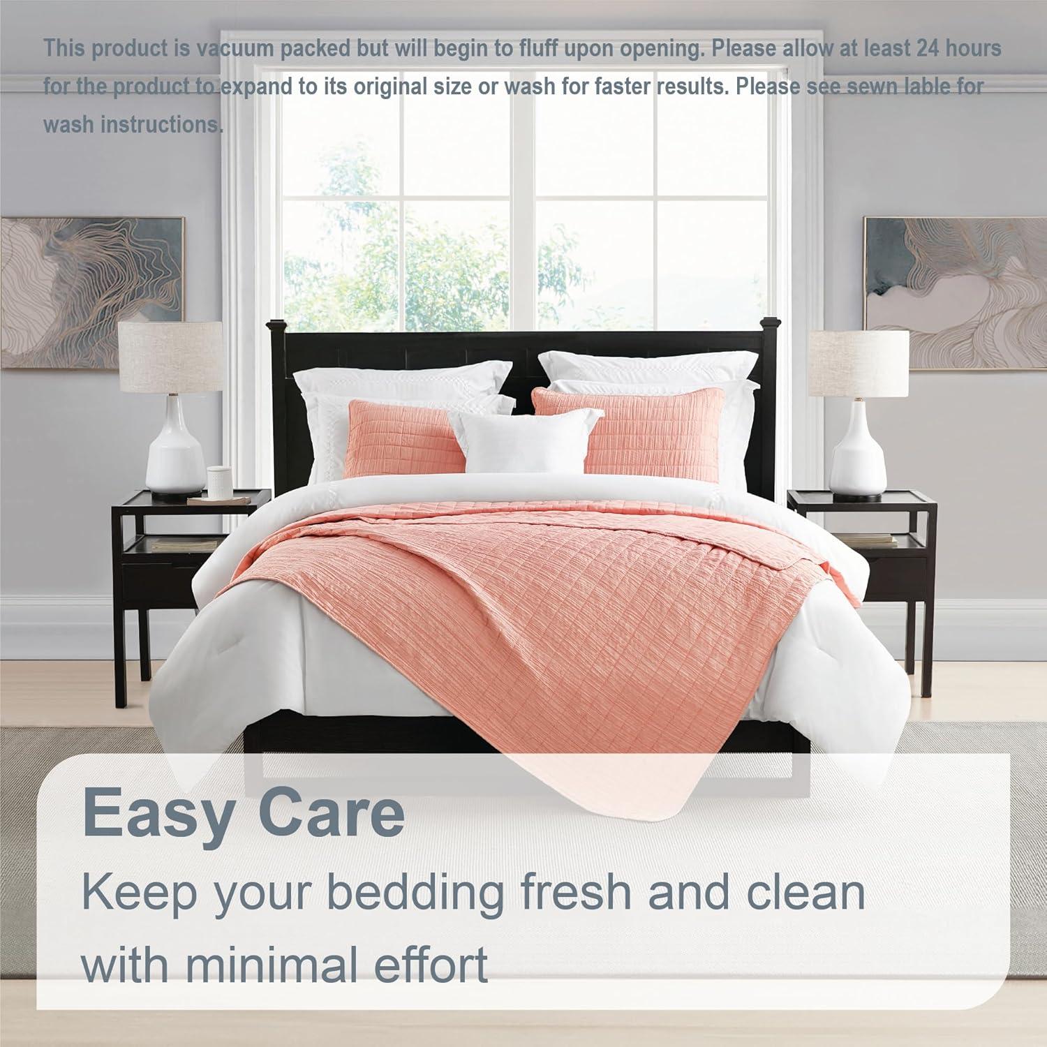 Swift Home Ultra Soft Crinkle Washed Microfiber 3-Piece Quilt Set