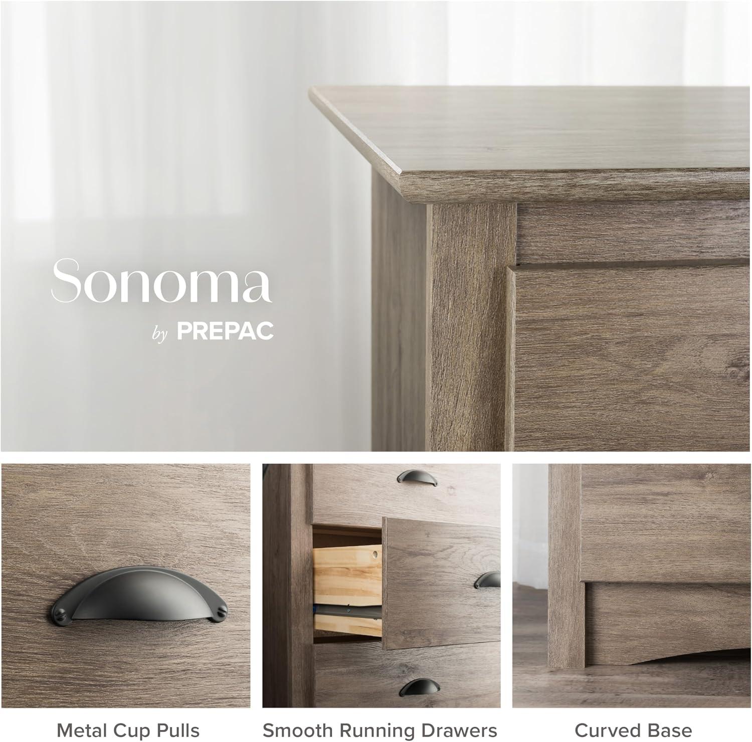 Salt Spring 3 Drawer Tall Nightstand Drifted Gray - Prepac: Modern Bedside Storage, Includes Anti-Tip Hardware