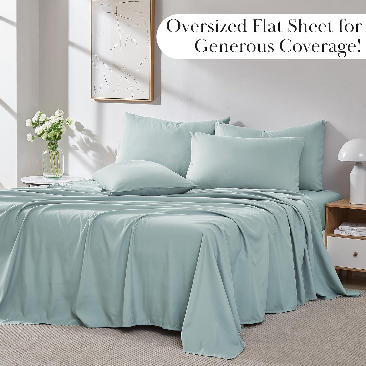 Sky Blue Queen Deep Pocket Microfiber Sheet Set