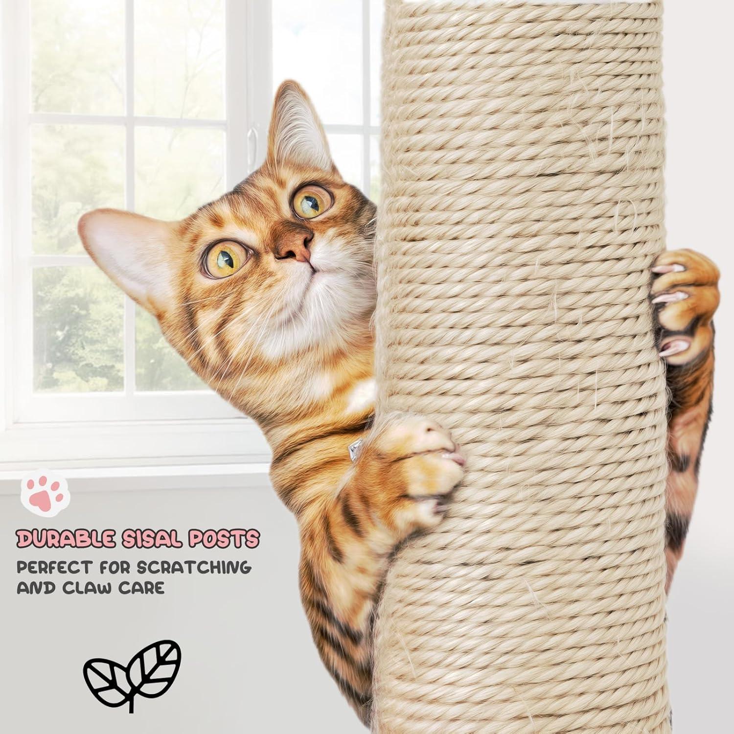 MoNiBloom Cat Tree Houses for Indoors, Multi-Level Cat Tree Tower, 70" Height（Beige）