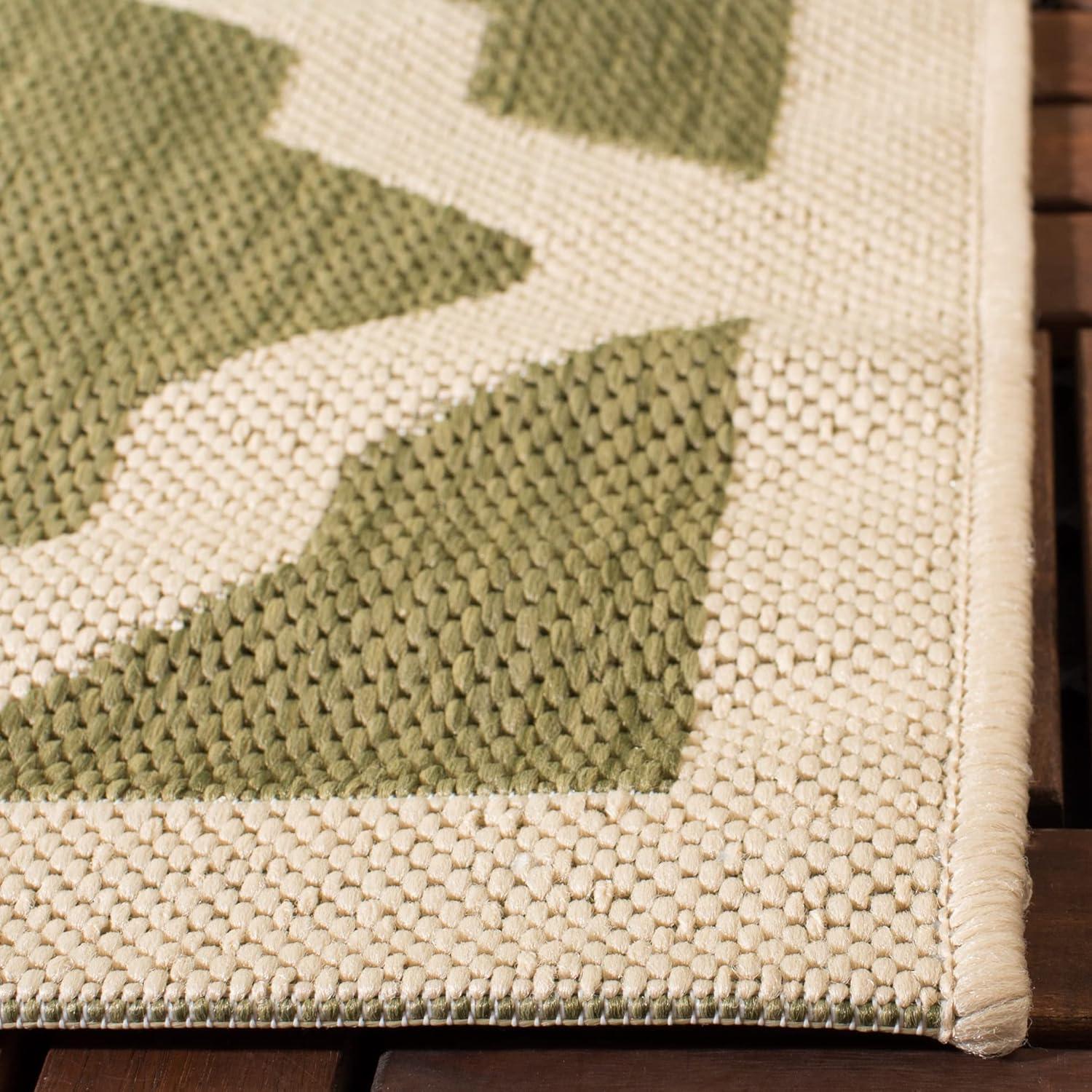 Courtyard CY6903 Power Loomed Indoor and Outdoor Area Rug - Green/Beige - 4'x5'7" - Safavieh