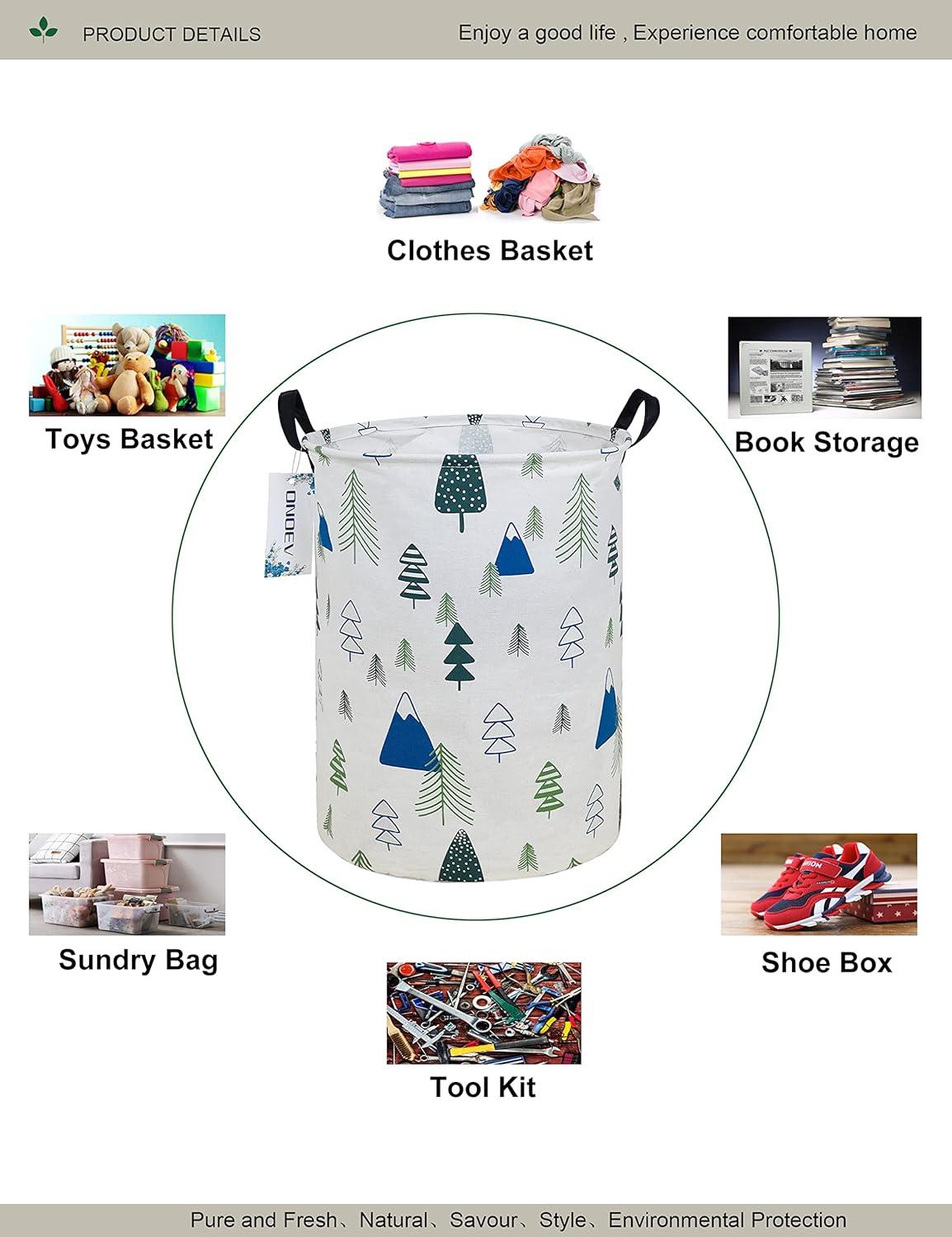 Round Fabric Storage Bin,Decorative Basket,Organizer Basket with Handles,for Clothes Storage,books and 19.7inch(H) x 15.7inch(D)