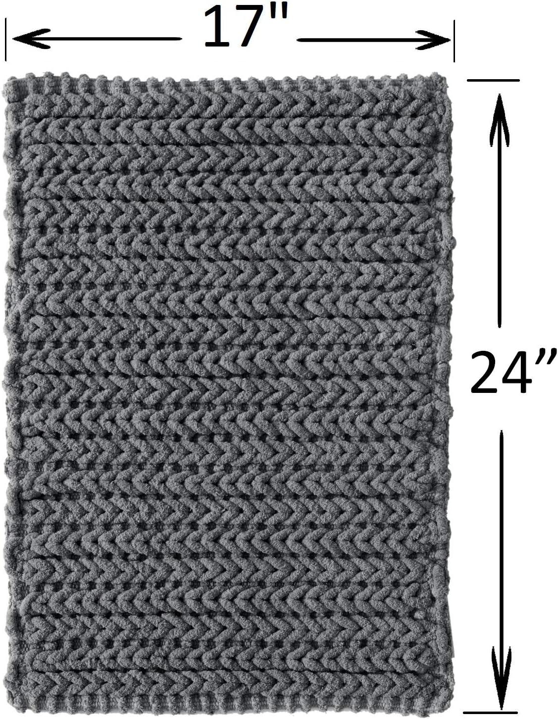 Madison Park Lasso 100% Cotton Chenille Chain Stitch Non-Slip Bath Rug