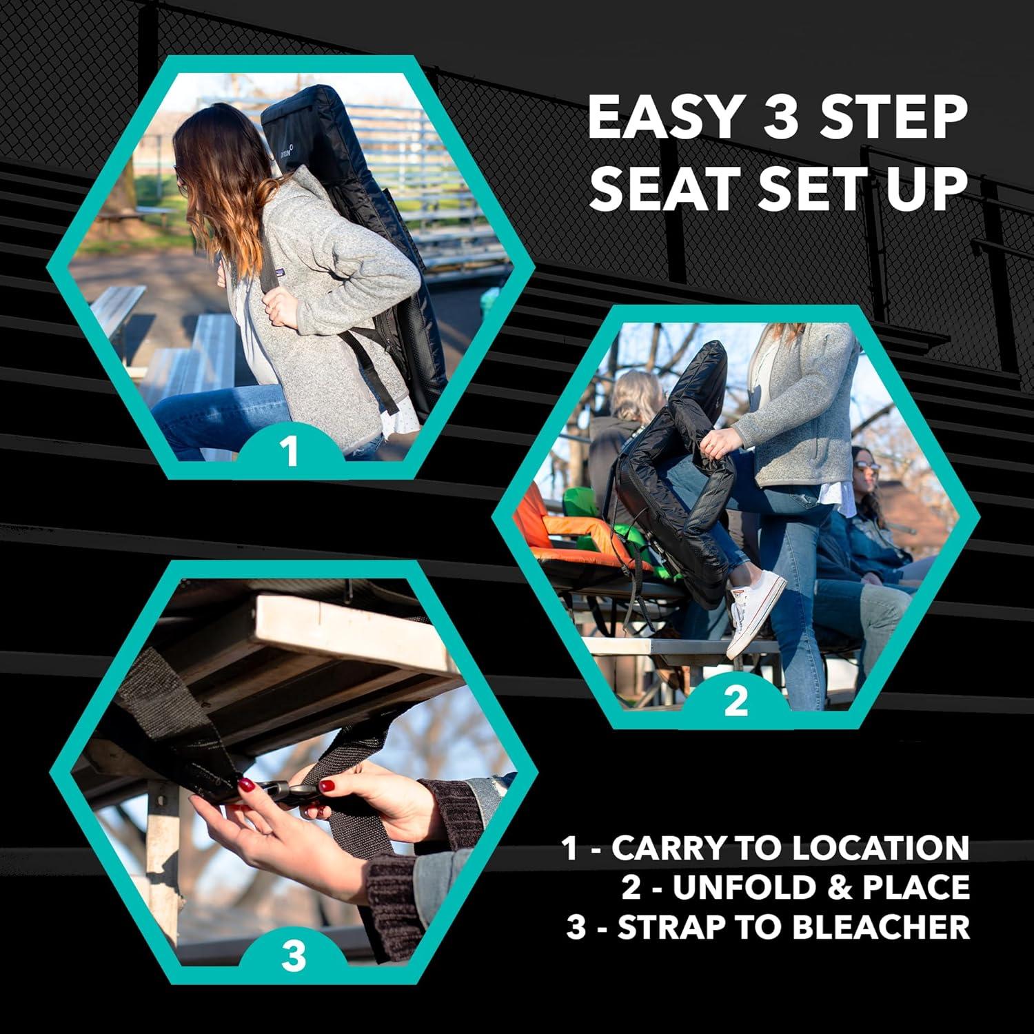 Driftsun 2 Pack Extra Wide Stadium Seats with Back Support - Deluxe Foldable Stadium Chairs for Bleachers - Folding Waterproof Sport Chair - Easy to Transport