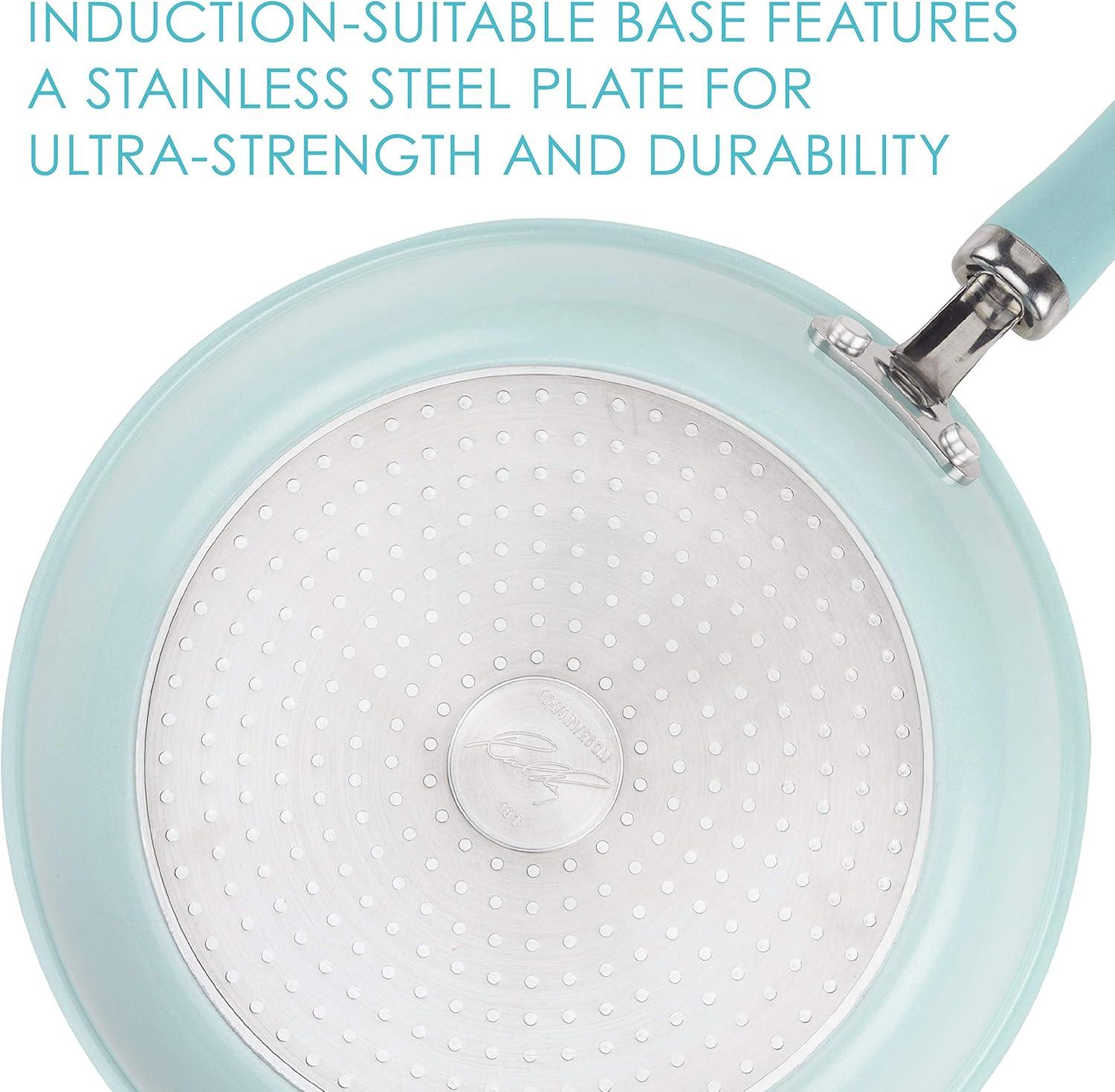 Rachael Ray Create Delicious 6 Quart Aluminum Nonstick Stockpot, Light Blue Shimmer