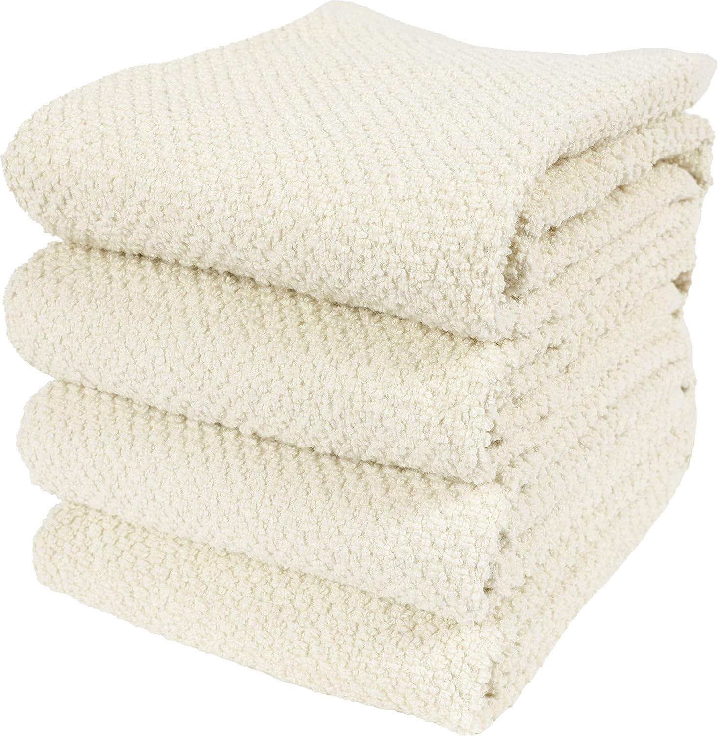 Cream Cotton Popcorn Terry Kitchen Towels Set of 4