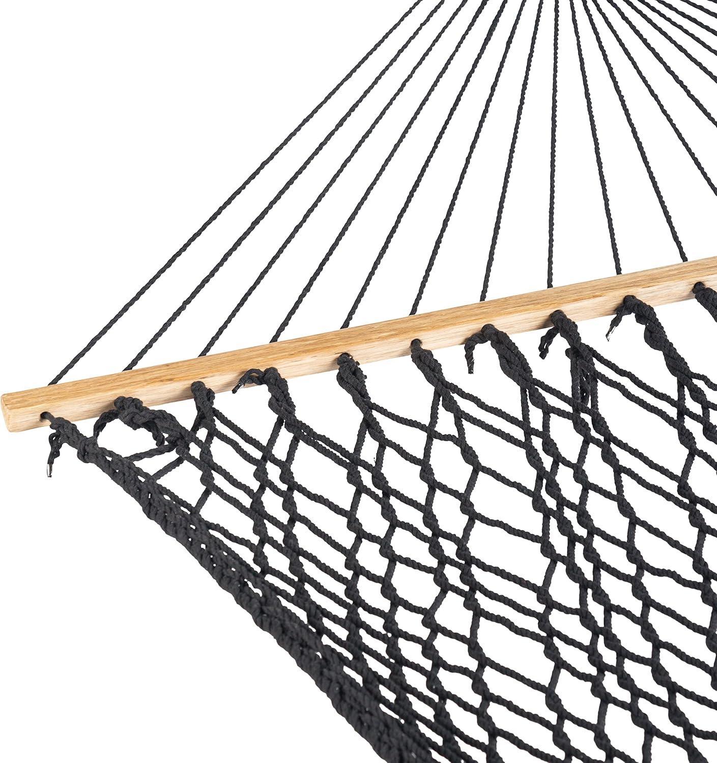 Bliss Hammocks Cotton Rope Hammock W/ Spreader Bar, 60-in. Wide, 450 lb. Capacity - Black
