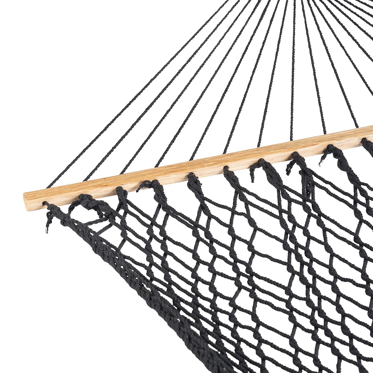 Bliss Hammocks Cotton Rope Hammock W/ Spreader Bar, 60-in. Wide, 450 lb. Capacity - Black