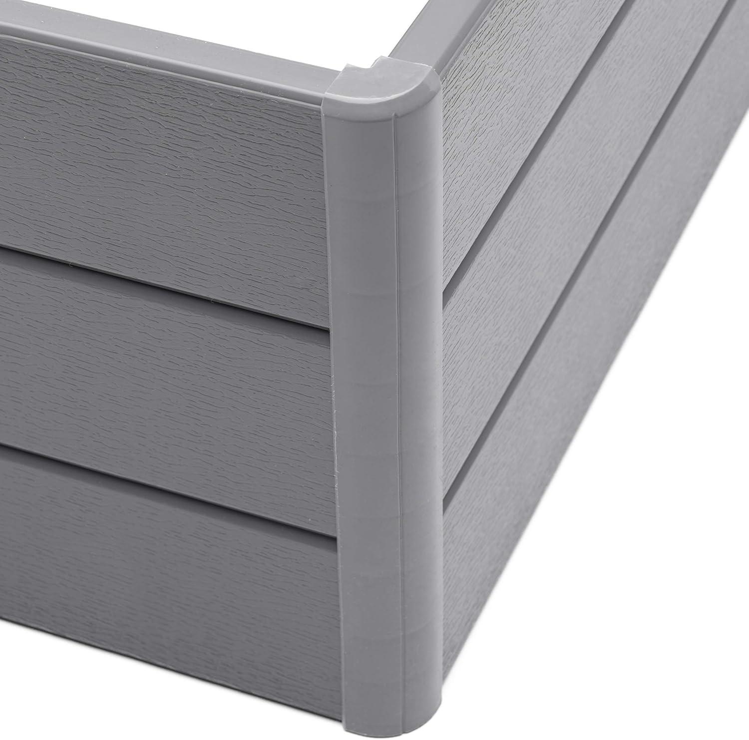 Dark Gray Vinyl Rectangular Raised Terrace Garden Box