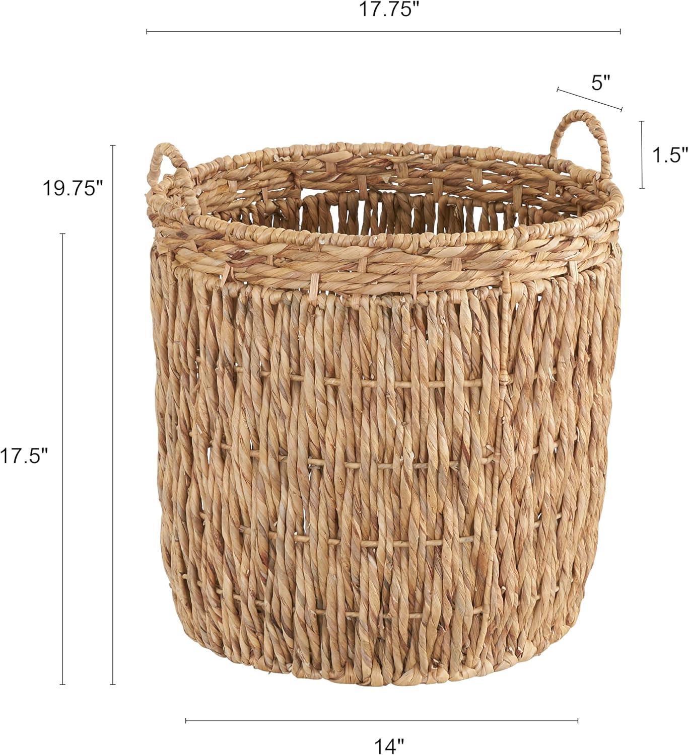 Tall Wicker Floor Basket, Woven Decorative Basket with Handles, Handmade, Great for Laundry and Storage, Natural
