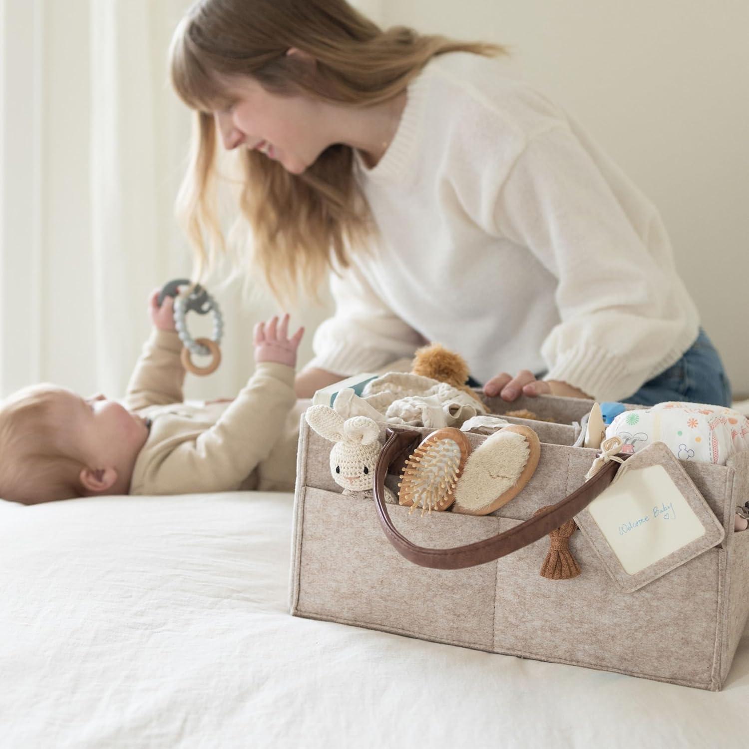 Lily Miles Baby Diaper Caddy Organizer - Nursery Storage Basket for Newborn Essentials - Shower Registry Gifts