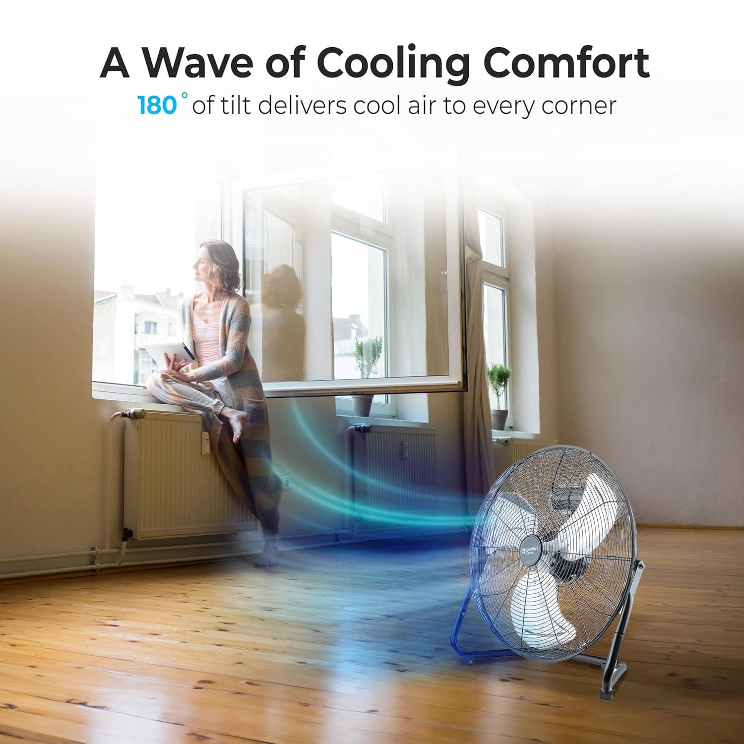 Comfort Zone 20"  Heavy-Duty All Metal Industrial Floor Fan