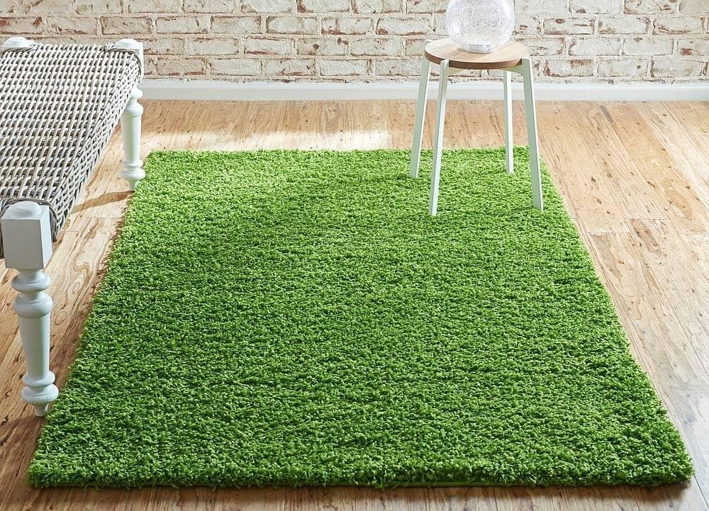 Grass Green Rectangular Shag 4' x 6' Area Rug