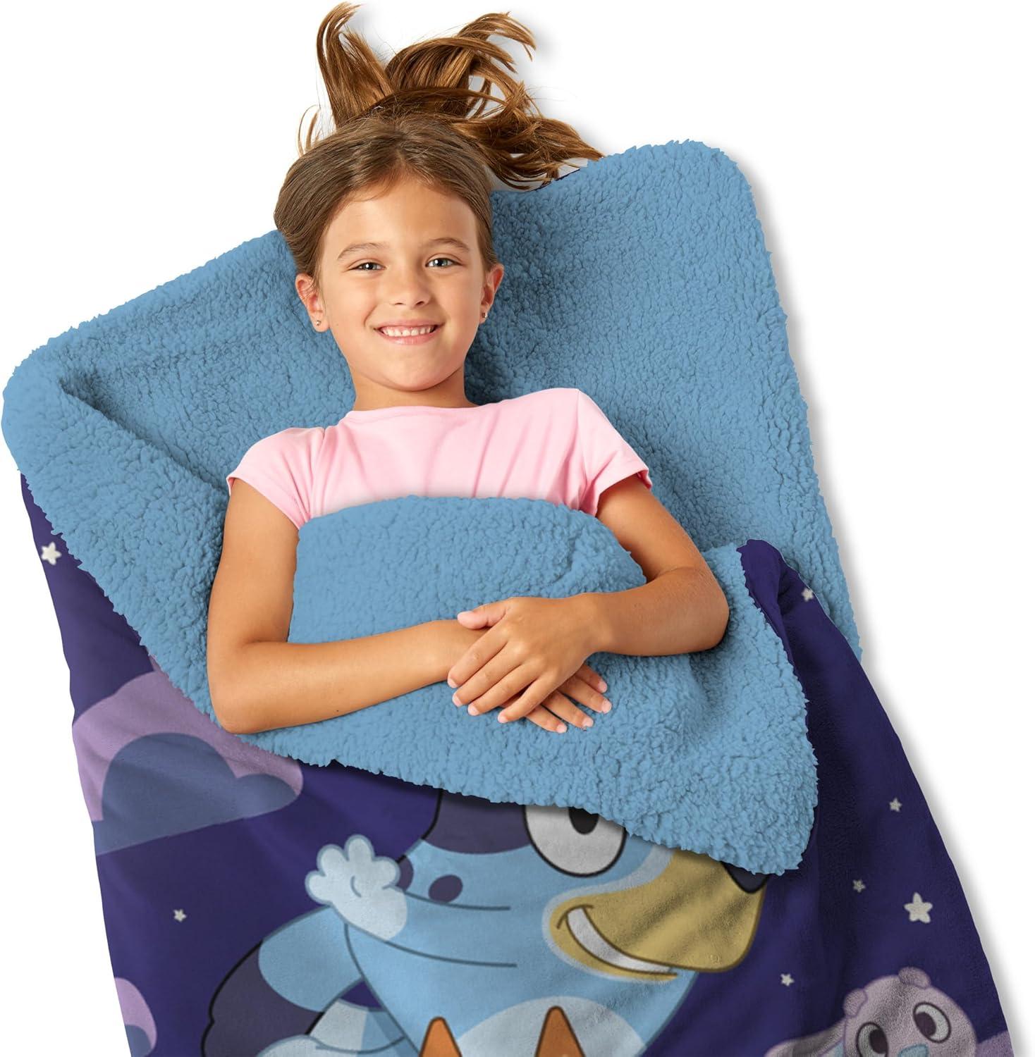 The Northwest Bluey Slumber Pups Silk Touch Throw Blanket Sherpa Slumber Bag 27x56 Inches
