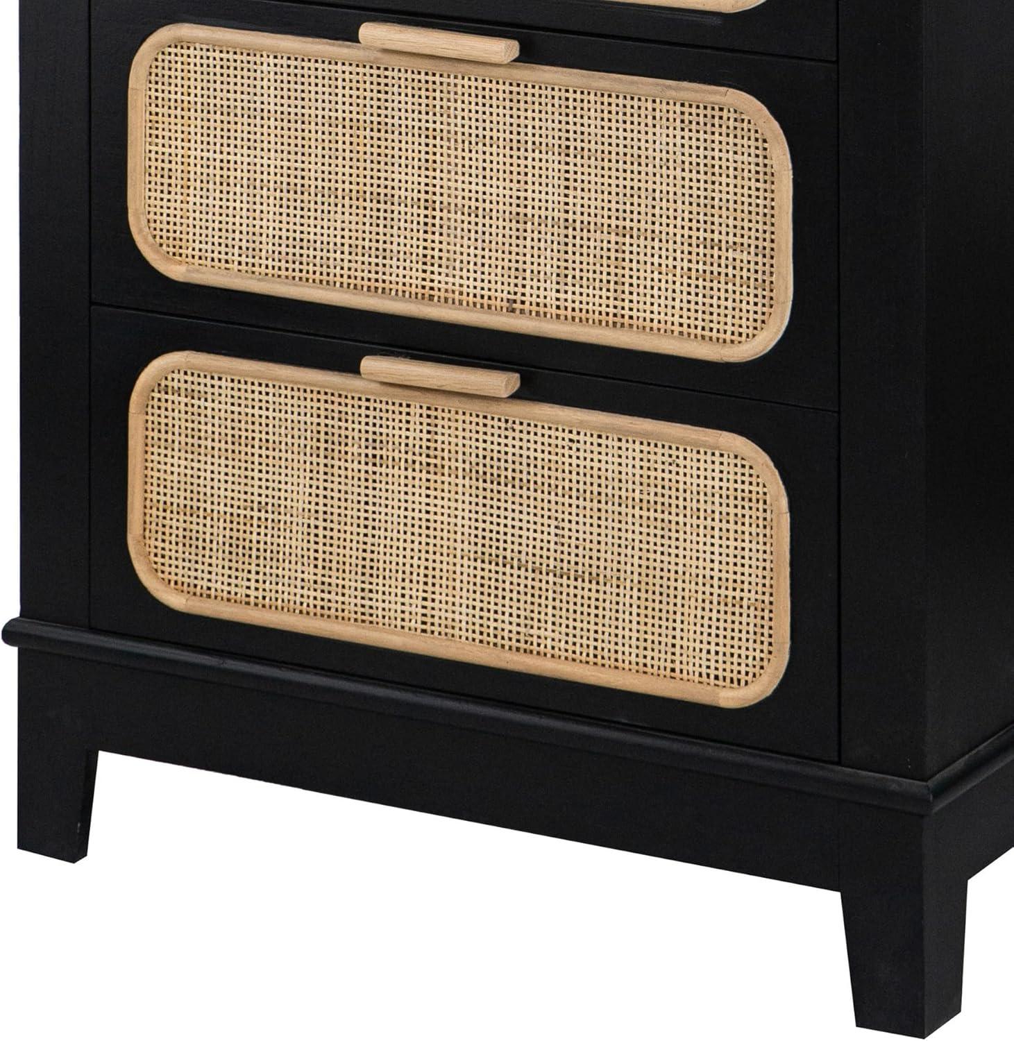 46 in. Dana 5 Drawers Tall Dresser Chest, Black
