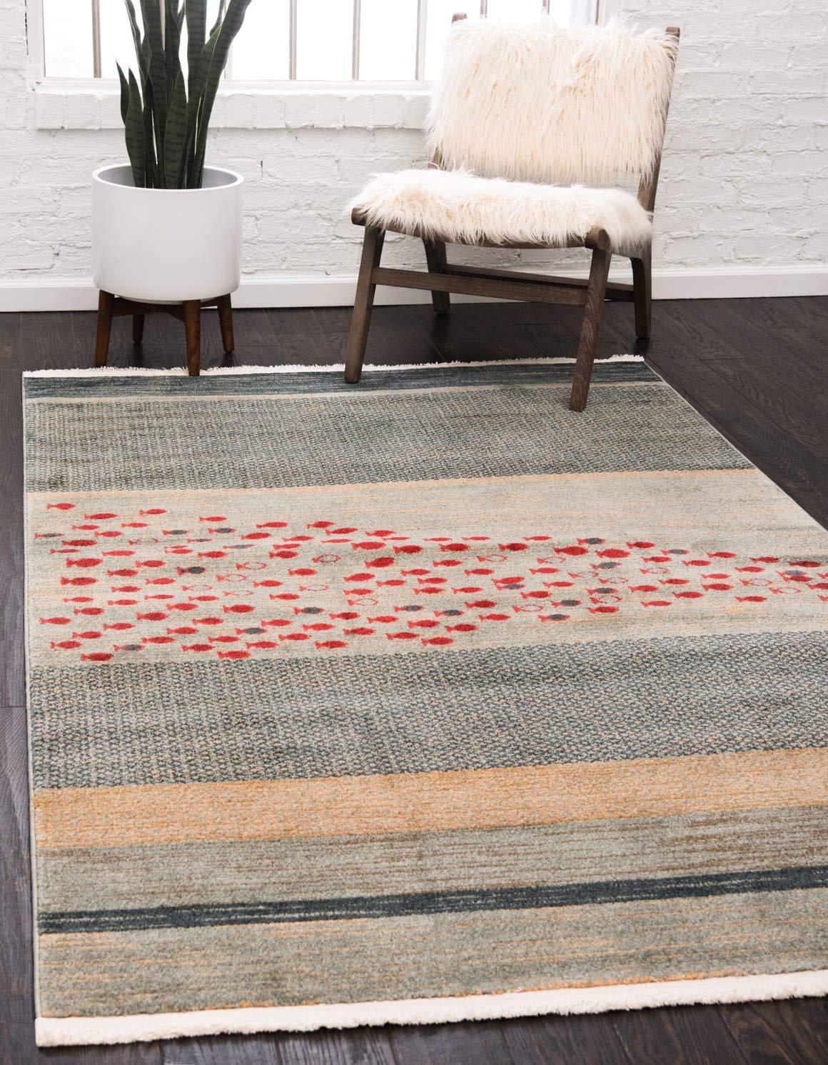Unique Loom Fars Collection Area Rug - Jordan (5' 1" x 8' Rectangle Blue/Light Blue)