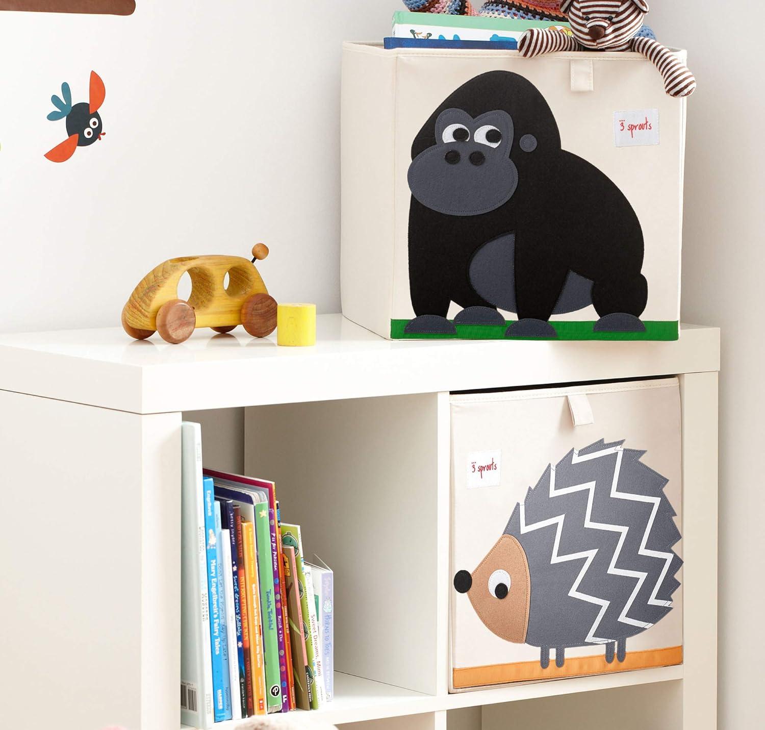 Gorilla Themed Beige and Black Fabric Storage Cube