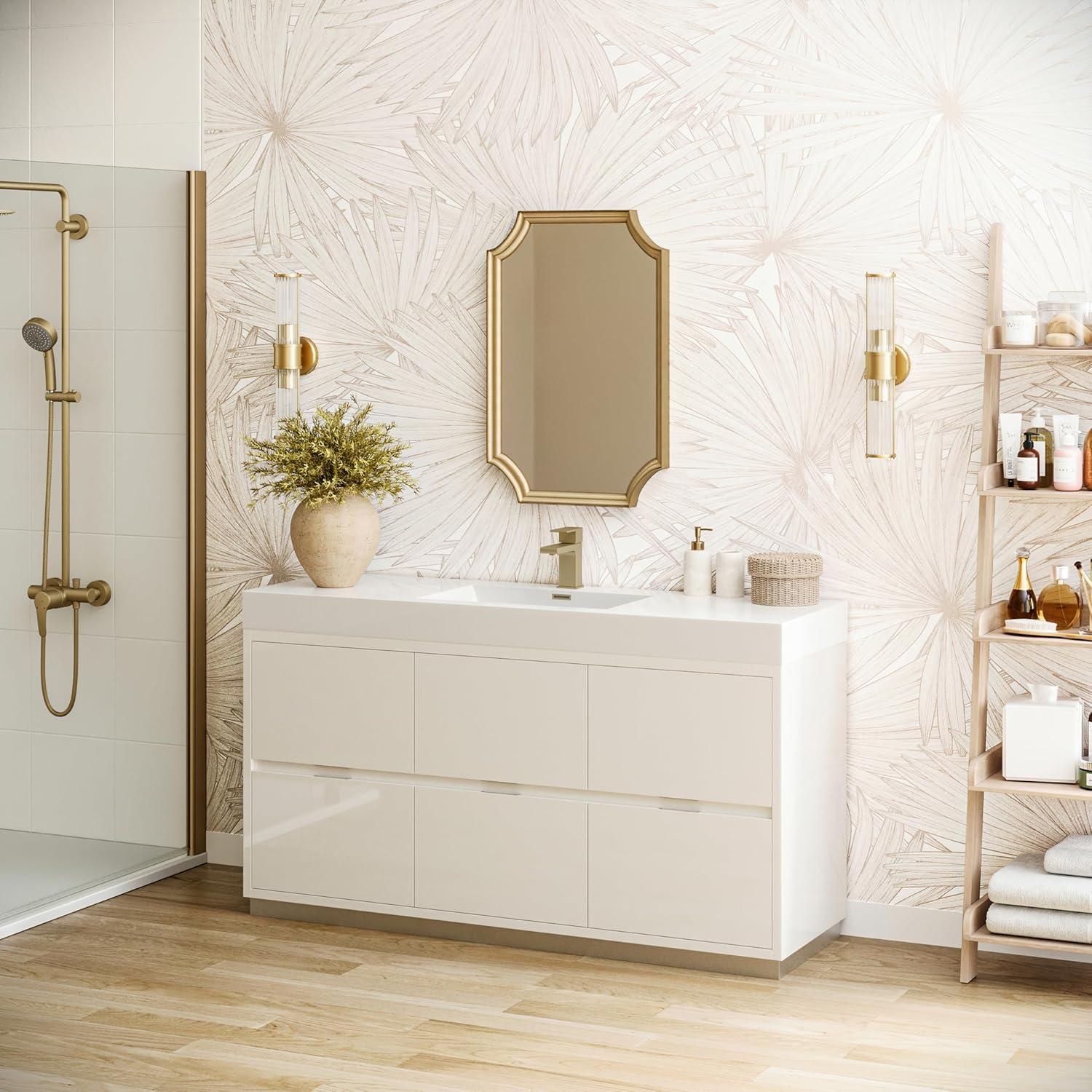 Valencia 60" Freestanding Single Modern Bathroom Vanity with Ingegrated Sink - Faucet Not Included