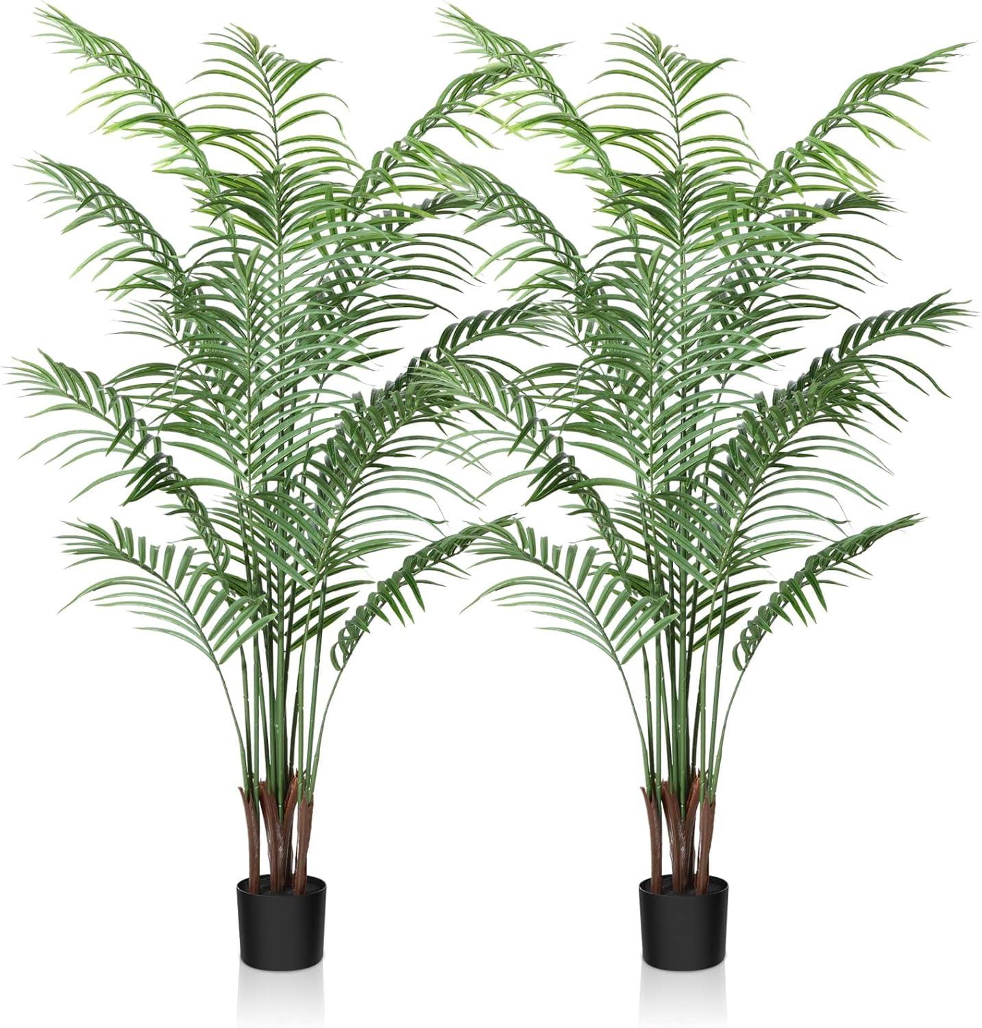 Artificial Areca Palm Plant 5Ft Fake Tropical Palm Tree, Perfect Faux Dypsis Lutescens Plants in Pot for Indoor Outdoor House Home Office Garden Modern Decoration Housewarming Gift,1Pcs