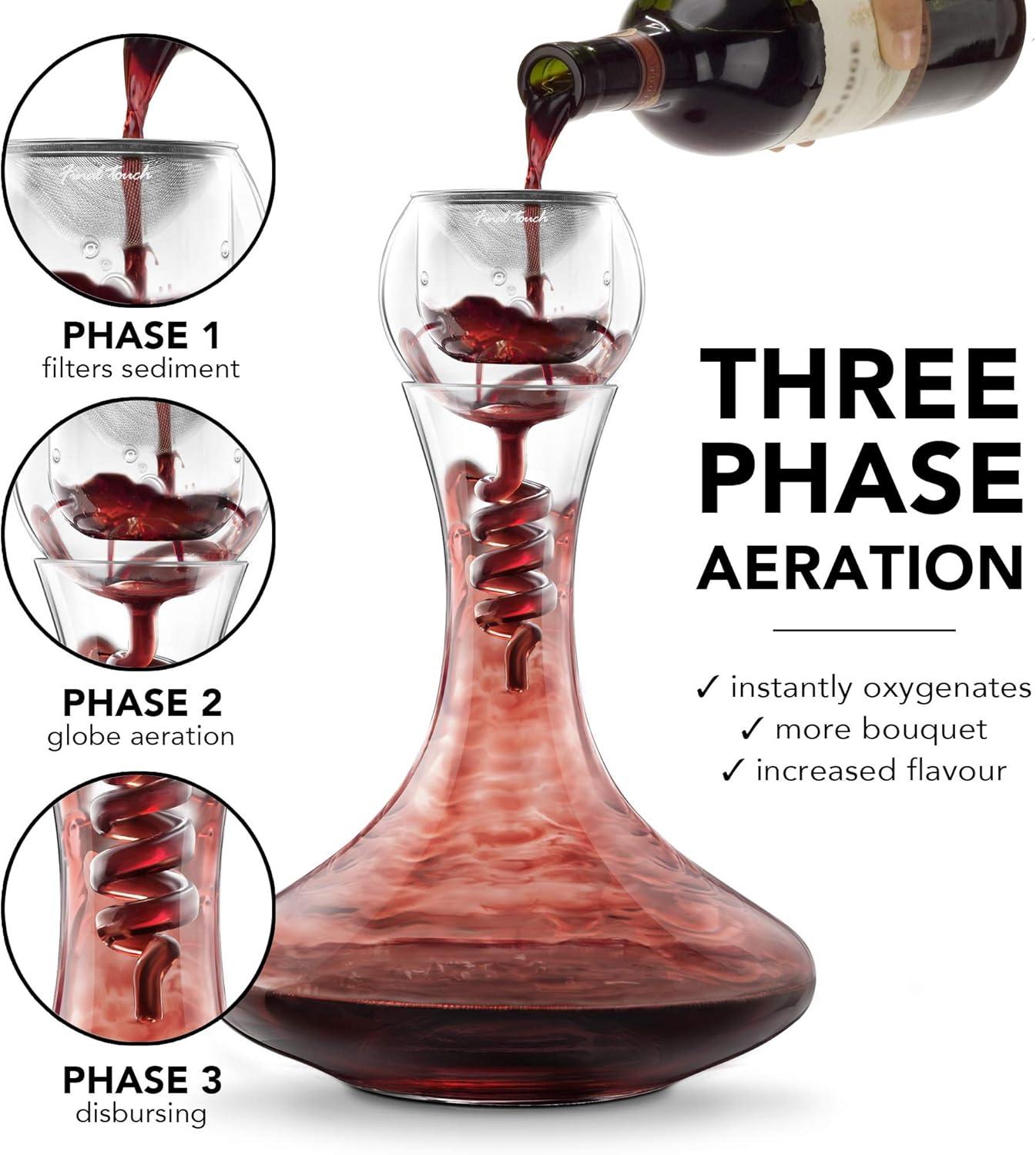 Twister Crystal Clear Glass Wine Aerator and Decanter Set