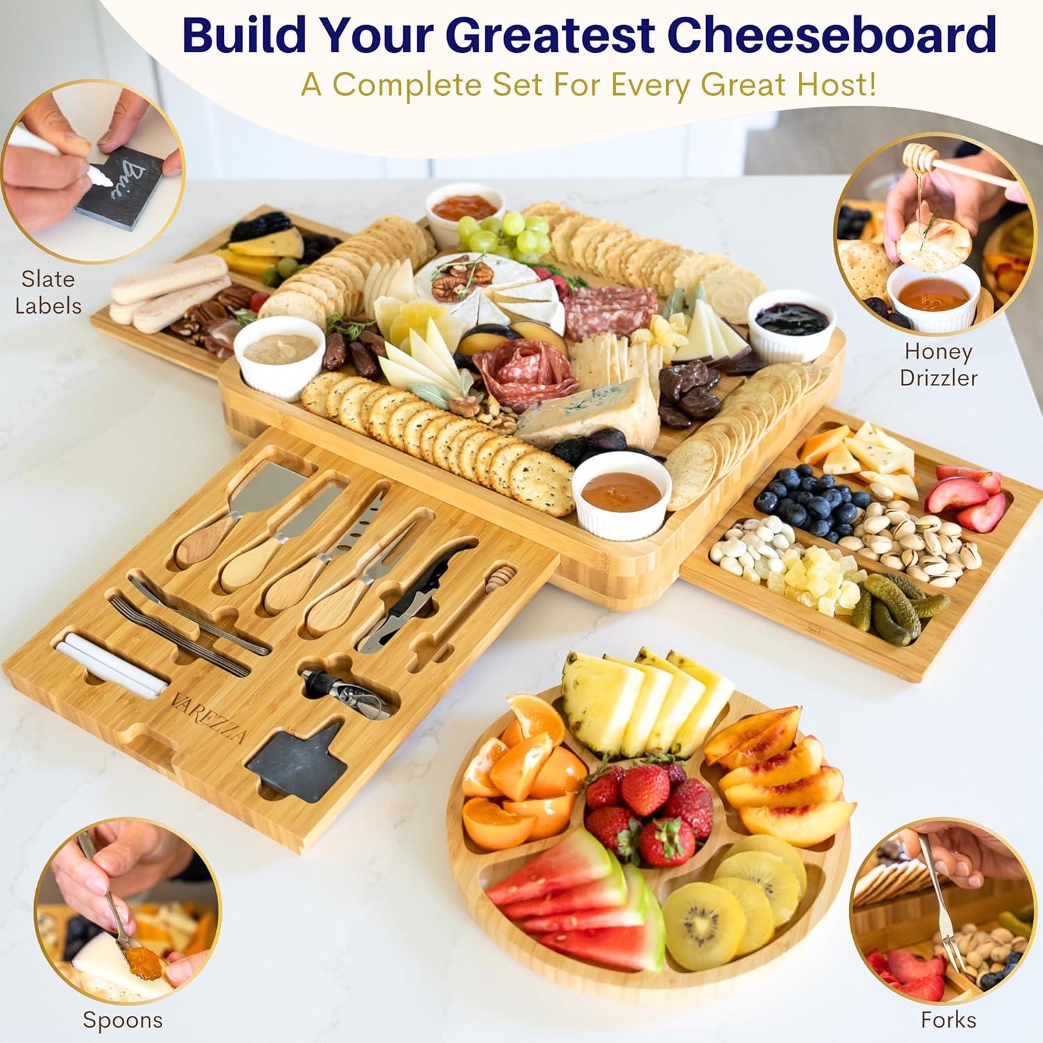 Large Bamboo Cheese Board Set; for Mom, House Warming Gifts, Wedding Gifts, Bridal Shower Gift, Thanksgiving Gifts