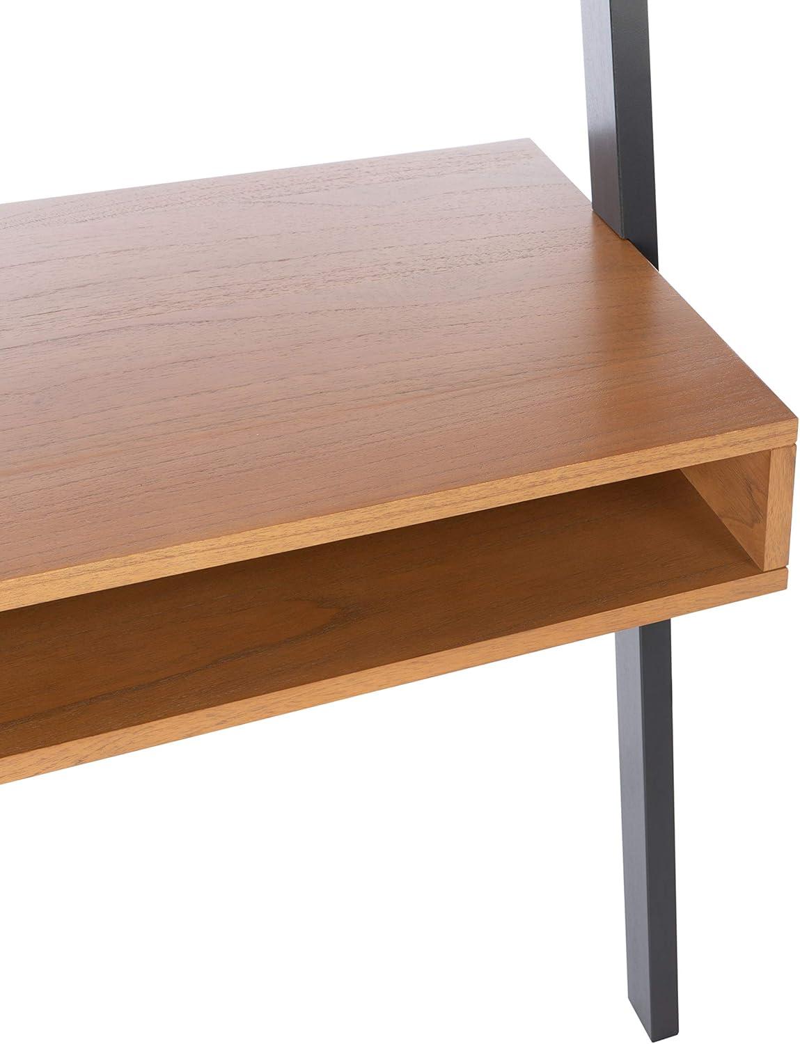 Kamy 2 Shelf Leaning Desk - Natural / Charcoal - Safavieh