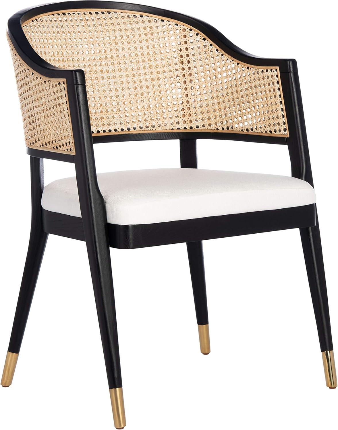 Black and Natural Rattan Cane Side Chair