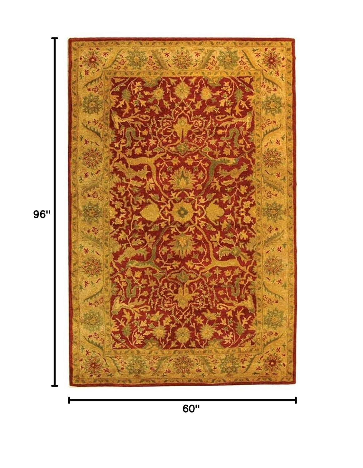 SAFAVIEH Antiquity Toireasa Traditional Floral Wool Area Rug, Rust, 5' x 8'