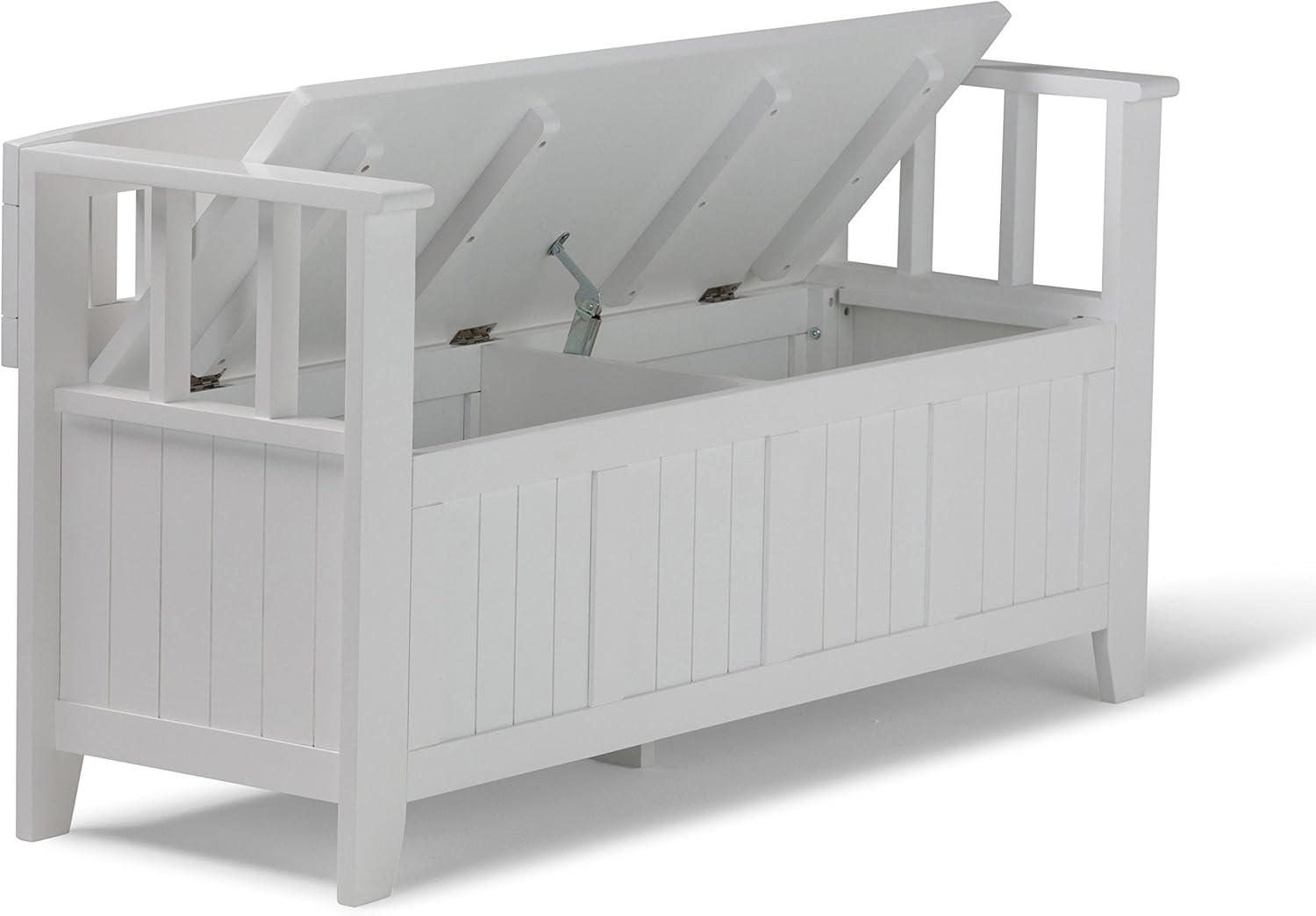 Simpli Home Acadian 48"W Solid Wood Entryway Storage Bench with Lift-Top Lid and Dual Compartments