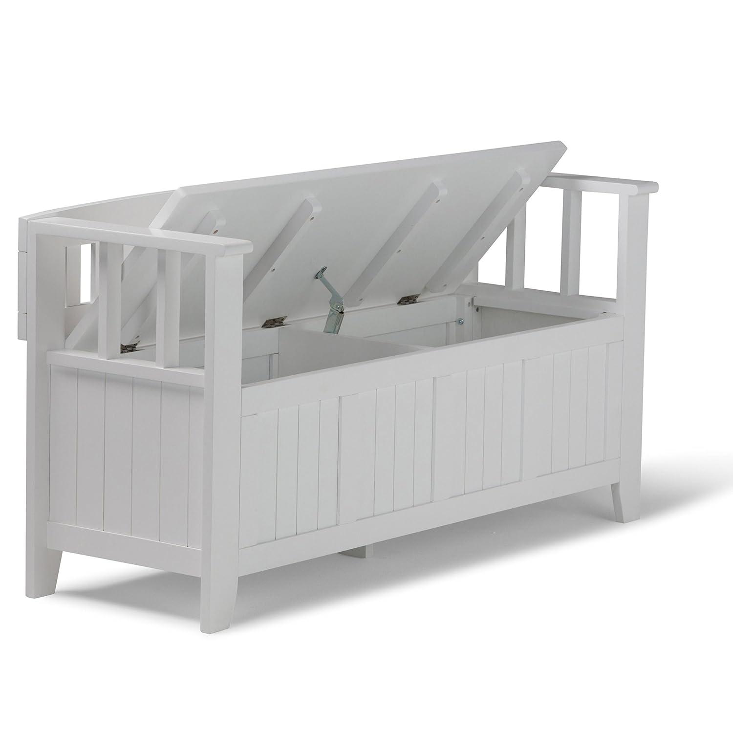 Simpli Home Acadian Solid Wood Entryway Storage Bench with Lift-Top Lid and Dual Compartments