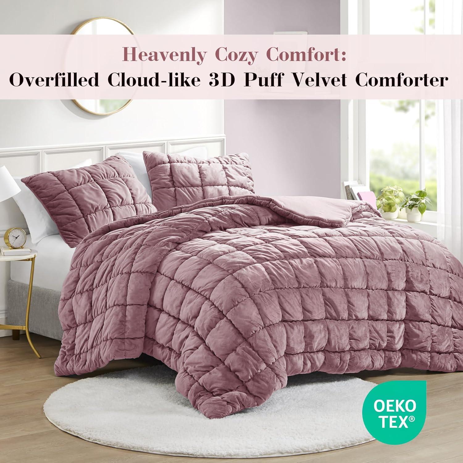 Intelligent Design Velvet Dream Puff Velvet Comforter Set