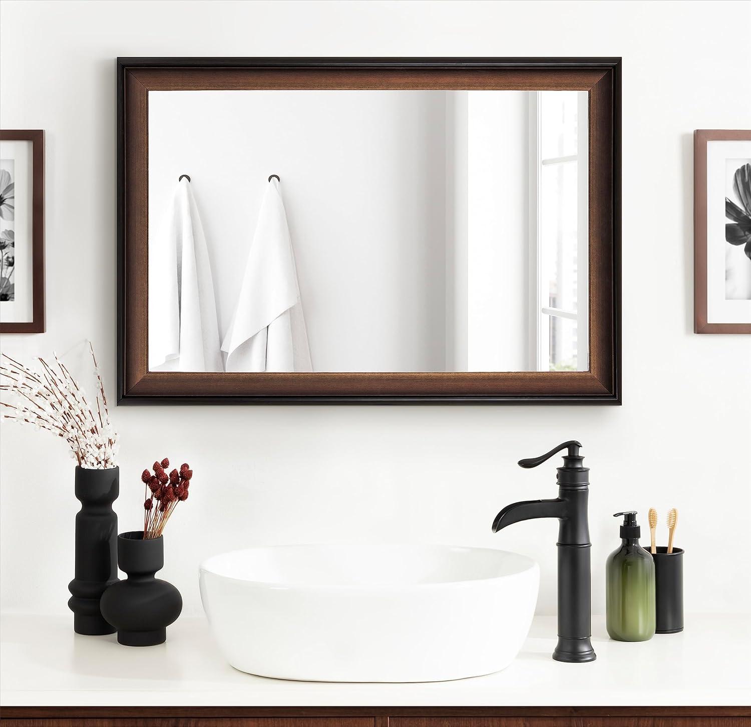 20"x30" Gotley Rectangle Wall Mirror Bronze - Kate & Laurel All Things Decor: Transitional Style, No Assembly, Plastic Frame