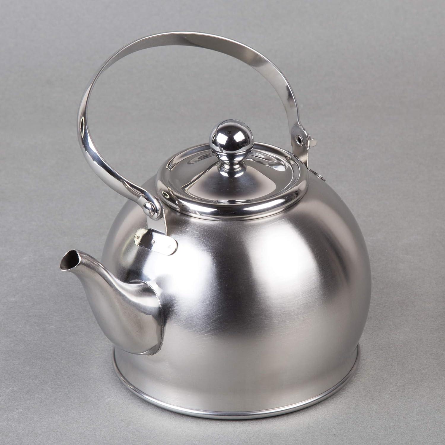 1 Quart Stainless Steel Tea Kettle with Infuser and Folding Handle