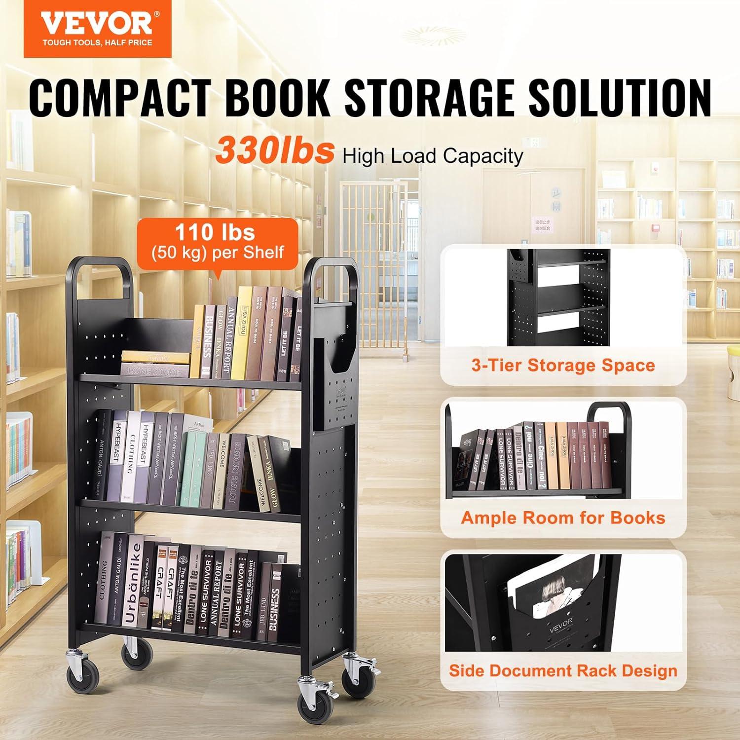Stellweilan Tessberg 49.2'' H Book Cart with Wheels