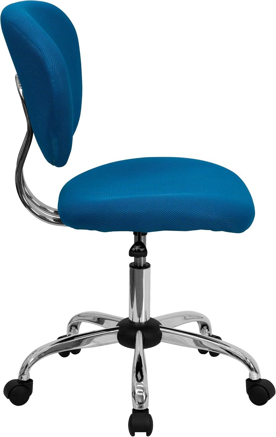 Turquoise Mesh Mid-Back Ergonomic Swivel Task Chair