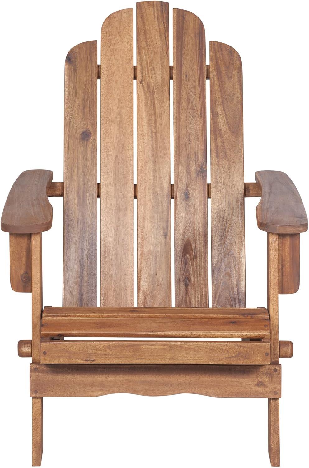 Dark Brown Acacia Wood Foldable Adirondack Outdoor Chair