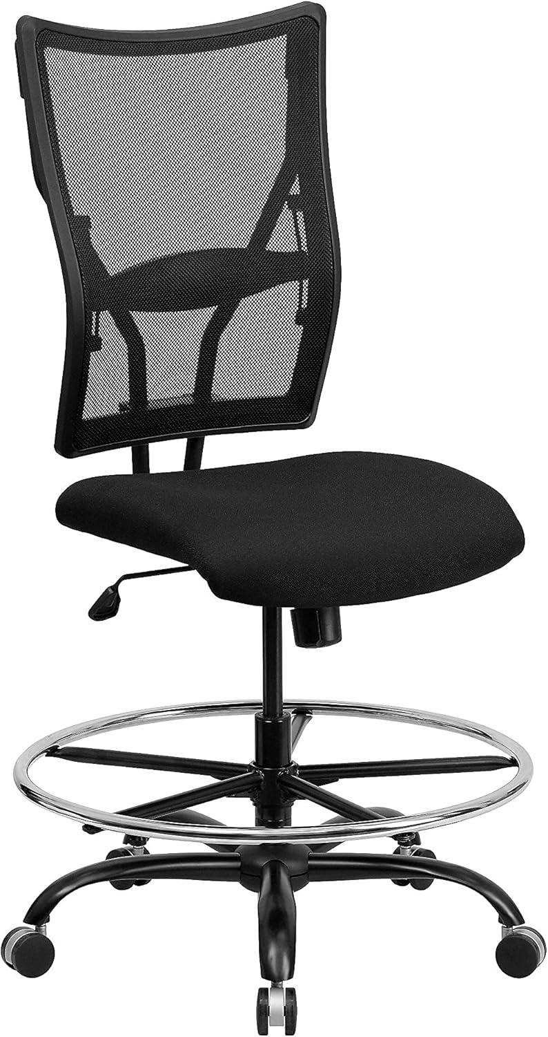 BizChair Big & Tall 400 lb. Rated Black Mesh Ergonomic Drafting Chair